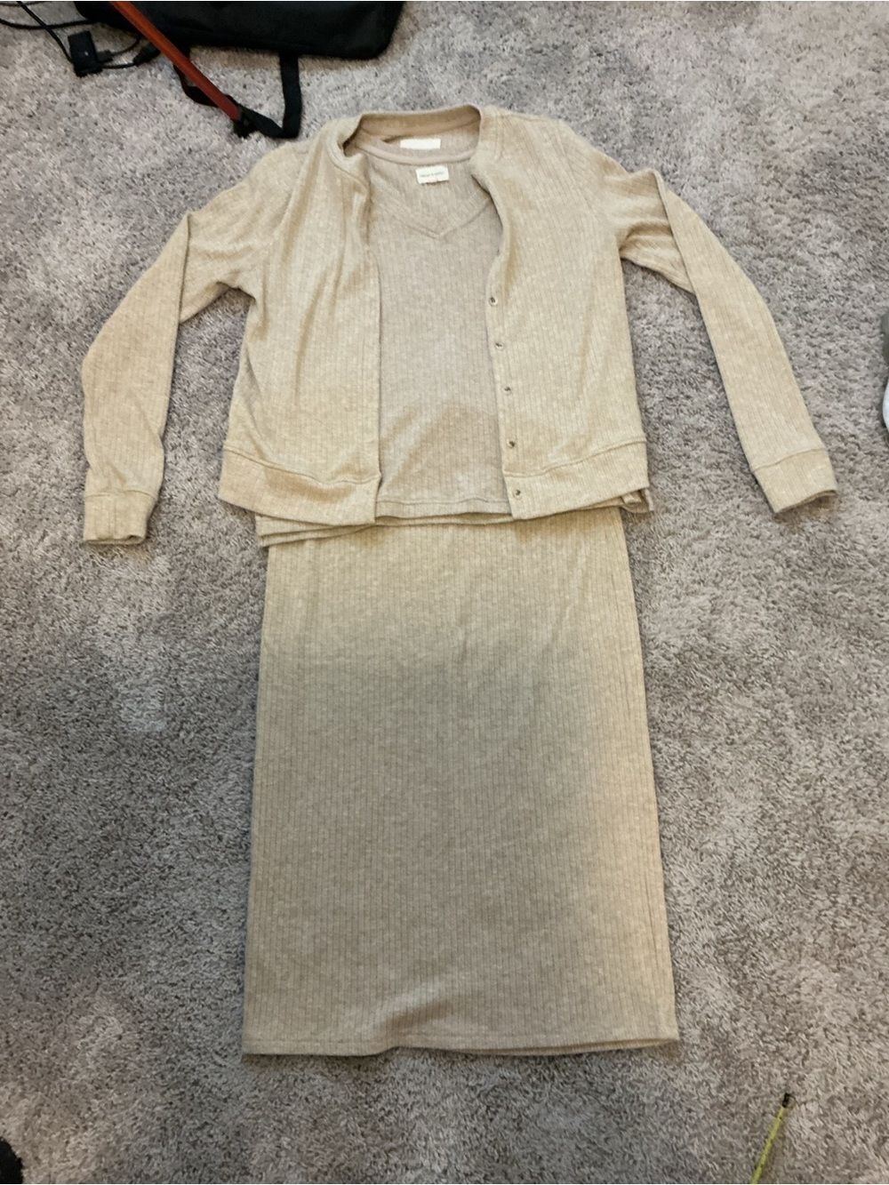 Thread & Supply Tan Ribbed Knit Three - Piece Set